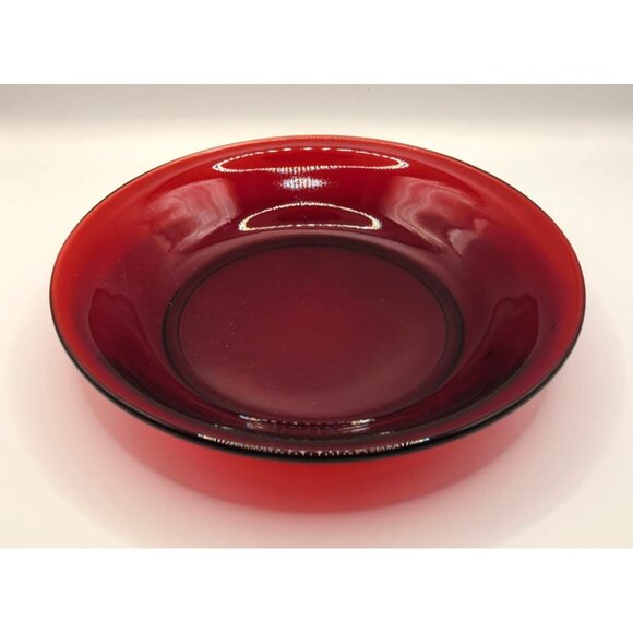 Vintage Mid-Century Modern Ruby Red Glass Serving Place Setting Bowl 7.5 Inches - Picture 1 of 7